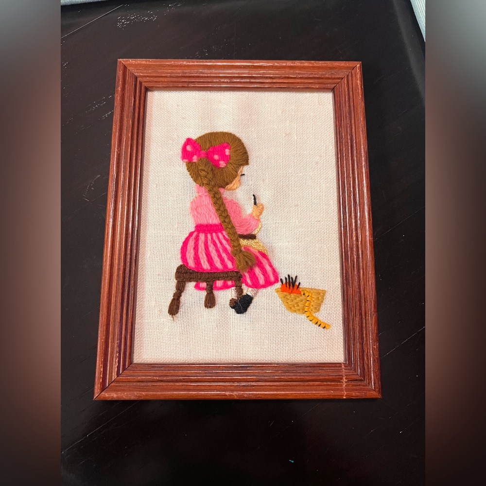 Hand Crafted Fiber Art with Pink and Brown Accents